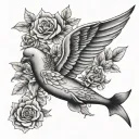 angel wing with flowers on it dolphin with flowers tattoo without the wings being on the dolphin tattoo design idea