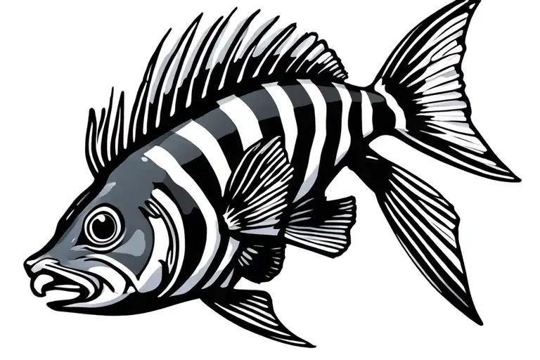 striped squirrelfish with simple lines and standard fish outline tattoo design idea