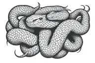 copperhead snake wrapped arms around herself tattoo design idea
