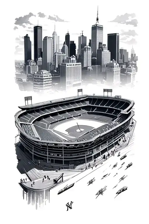 yankee stadium and New York city  tattoo design idea
