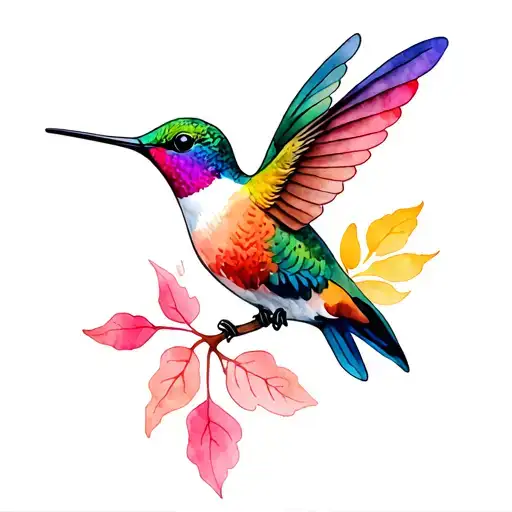 hummingbird pot leaf shaped like tattoo design idea