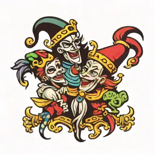 group king and jester tattoo design idea