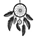 dream catcher with 3 feathers hanging from bottom part tattoo design idea
