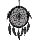 dream catcher with 3 feathers hanging from bottom part tattoo design idea