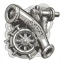 generate a triceps tattoo with the main theme of the cannon from the Arsenal football club's crest, also add some origin tattoo design idea