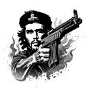 Che Guevara ak47 fire tattoo design idea