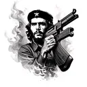Che Guevara ak47 fire tattoo design idea