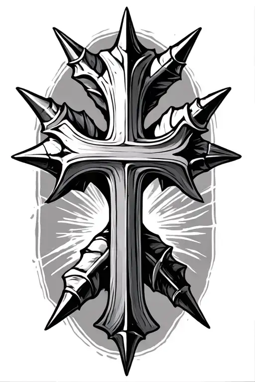3 spikes cross tattoo design idea