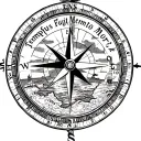 compass with a nautical map inside, text saying "Tempus Fugit Memento Mori", lighthouse, oceans, sunset tattoo design idea