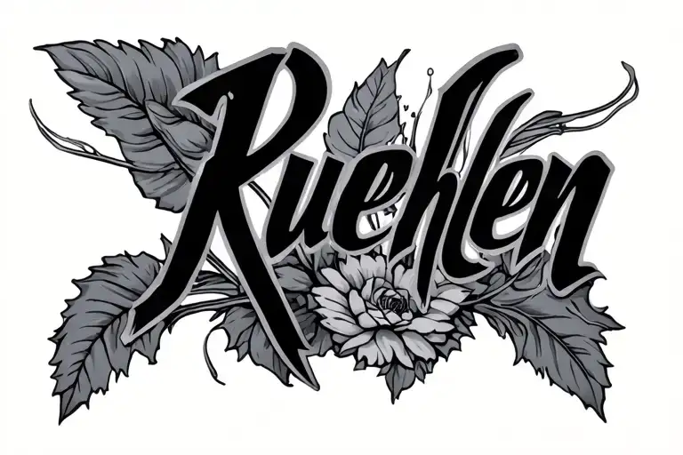 "Ruehlen" last name written tattoo design idea