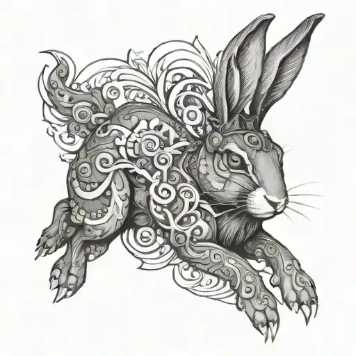 Zenith Rabbit(Reflects your exploratory nature, love for adrenaline, and the agility and symbolism of the rabbit.) tattoo design idea