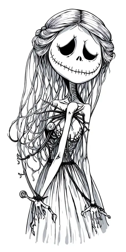 nightmare before Christmas, corpse bride tattoo design idea