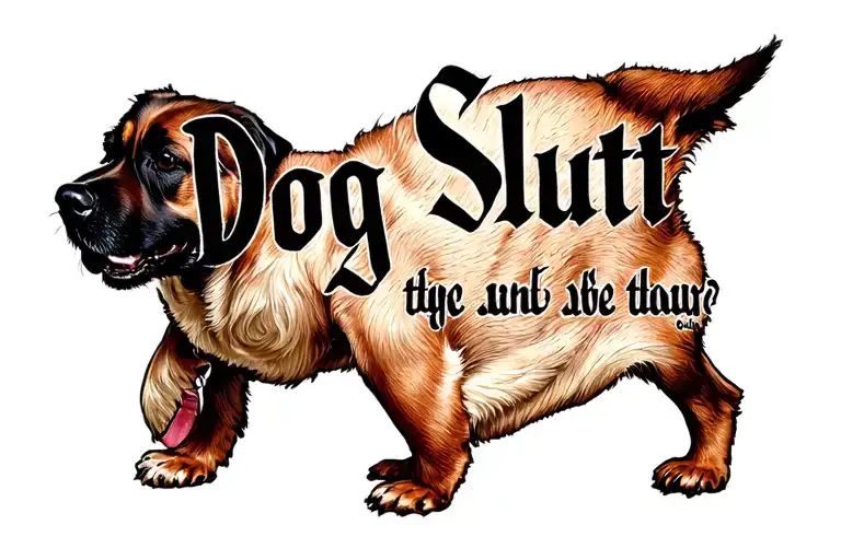 wording "Dog  Slut" tattoo design idea