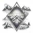 A minimalist mountain range with the Virgo and Leo symbols subtly integrated into the peaks. tattoo design idea