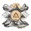 A minimalist mountain range with the Virgo and Leo symbols subtly integrated into the peaks. tattoo design idea
