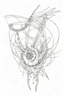 minimalist tattoo print of the string of life being cut (featuring only the hands, taut string and the scissors) tattoo design idea