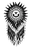 a sun melting into rain drops. tattoo design idea