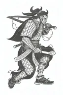 Scandinavian Samurai with a bigger sword and more line work tattoo design idea