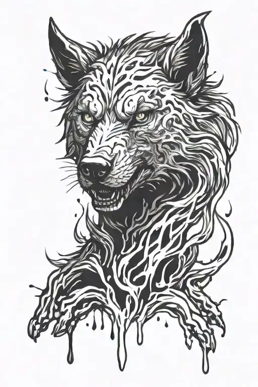 werewolf ink dripping cosmic tattoo tattoo design idea