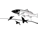 a fish and a bird flying tattoo design idea