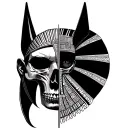 Anubis Egyptian God face with half skull face morphing tattoo design idea