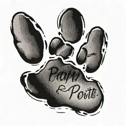 paw print with writing tattoo design idea