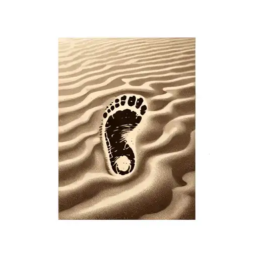 footprint in sand  tattoo design idea