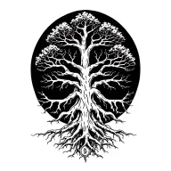nordic tree roots spreading tattoo design idea