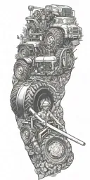 Add a farming tractor driving tattoo design idea