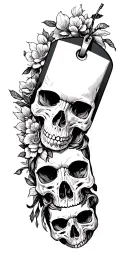 Christanity skulls and dogtag military theme sleeve tattoo tattoo design idea
