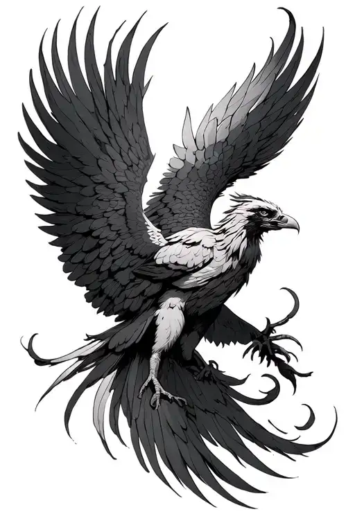 phoenix with outstretched wings tattoo design idea