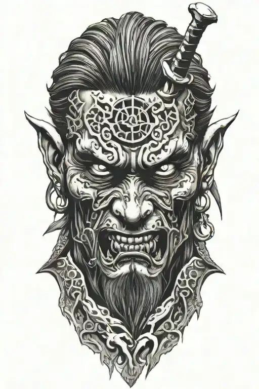 Zombie samurai tattoo design idea