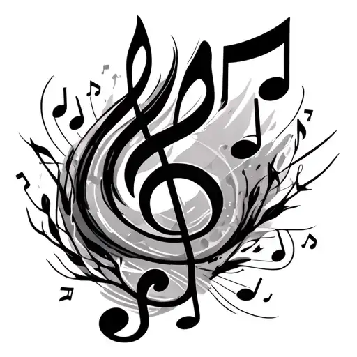 multiple music notes tattoo design idea