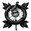 Snake and chamomile tattoo design idea