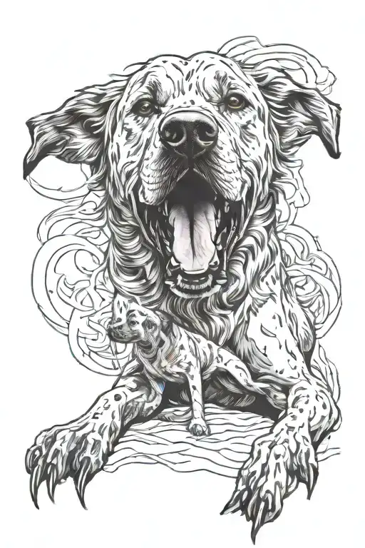 heavn and hell hound tattoo design idea