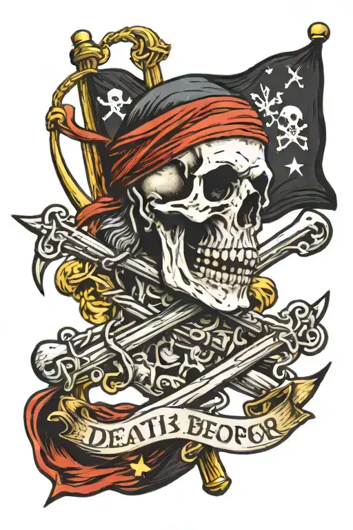 death before dishonor pirate flag tattoo design idea