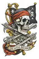 death before dishonor pirate flag tattoo design idea