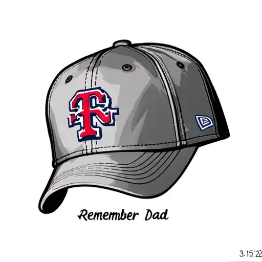 remember dad, Texas rangers baseball hat, 3/15/2025 tattoo design idea