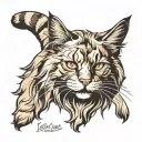 Beige maine coon cat tattoo design idea