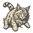 Beige maine coon cat tattoo design idea