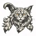 Beige maine coon cat tattoo design idea