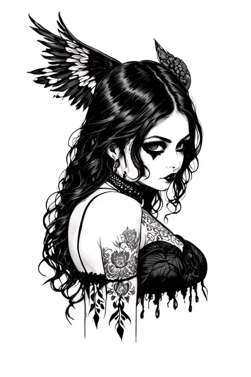 big titty goth girl tattoo design idea