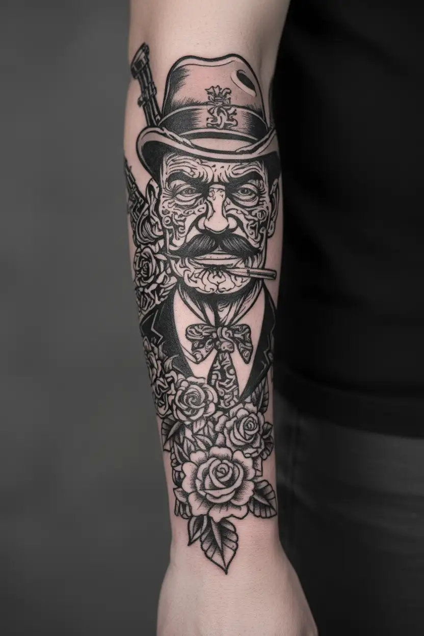 mafia boss cartel tattoo design idea