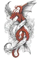 suicide awareness ribbon intertwined with red dragon tattoo design idea