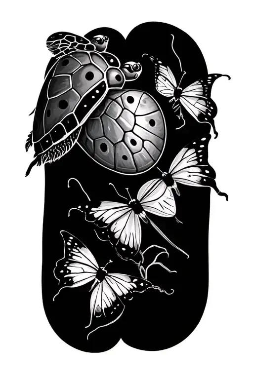 butterfly turtle and ladybug tattoos become one tattoo design idea