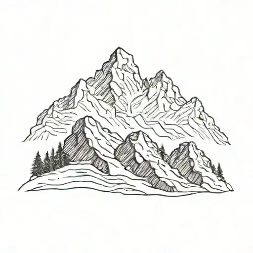 swiss alps scene tattoo design idea