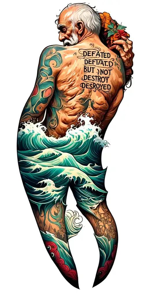 "Defeated but not Destroyed" Old Man And The Sea tattoo design idea