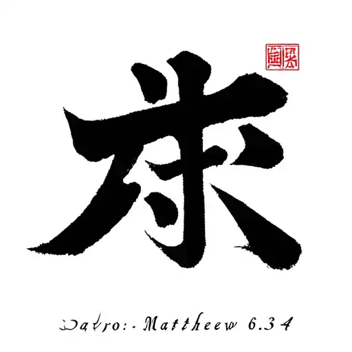 japanese kanji with the bible verse matthew 6:34 tattoo design idea