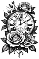 clock roses 01/12/2024  forever and always  tattoo design idea