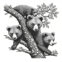 bear cubs in a tree tattoo design idea